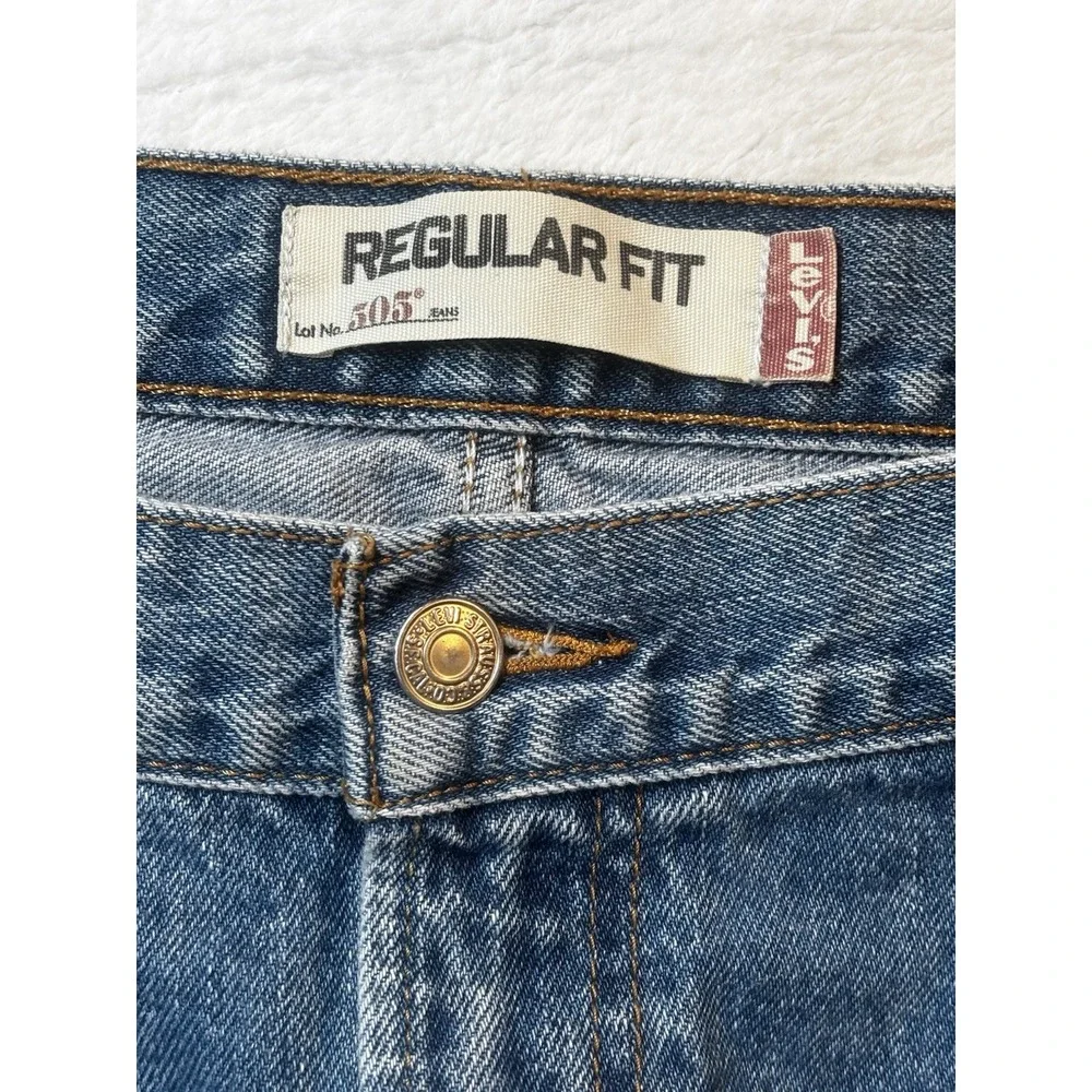 Levi's 505 Regular Fit Jeans Mens 40x32 Blue‎ Flex Denim Workwear Hemmed